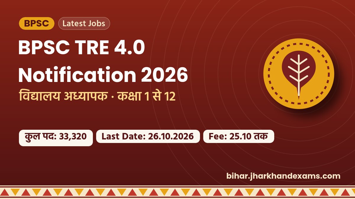 BPSC TRE 4.0 Notification 2026 - विद्यालय अध्यापक · कक्षा 1 से 12