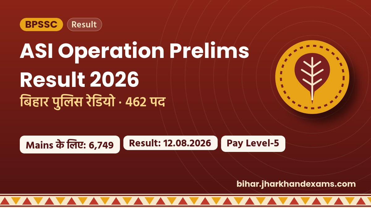 ASI Operation Prelims Result 2026 - बिहार पुलिस रेडियो · 462 पद