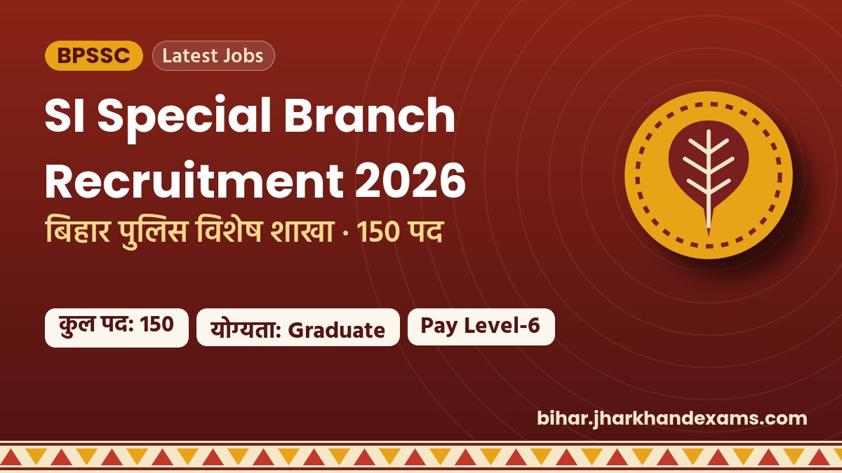 SI Special Branch Recruitment 2026 - बिहार पुलिस विशेष शाखा · 150 पद