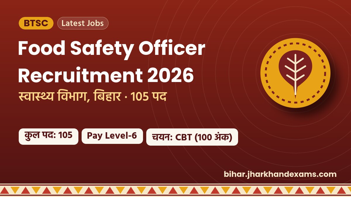 Food Safety Officer Recruitment 2026 - स्वास्थ्य विभाग, बिहार · 105 पद